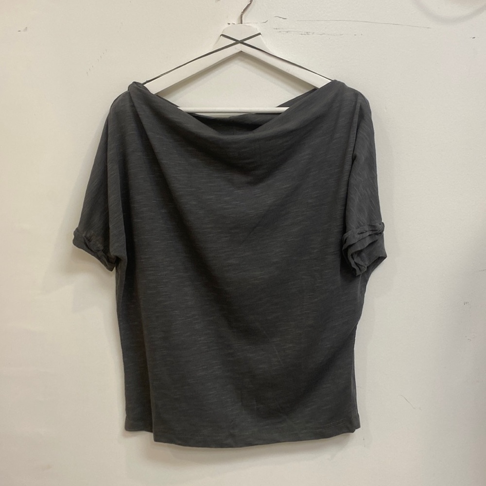 Smoky grey droop shoulder blouse